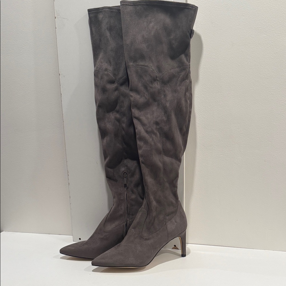 Calvin Klein Gray Faux Suede Knee-High Women's Boots